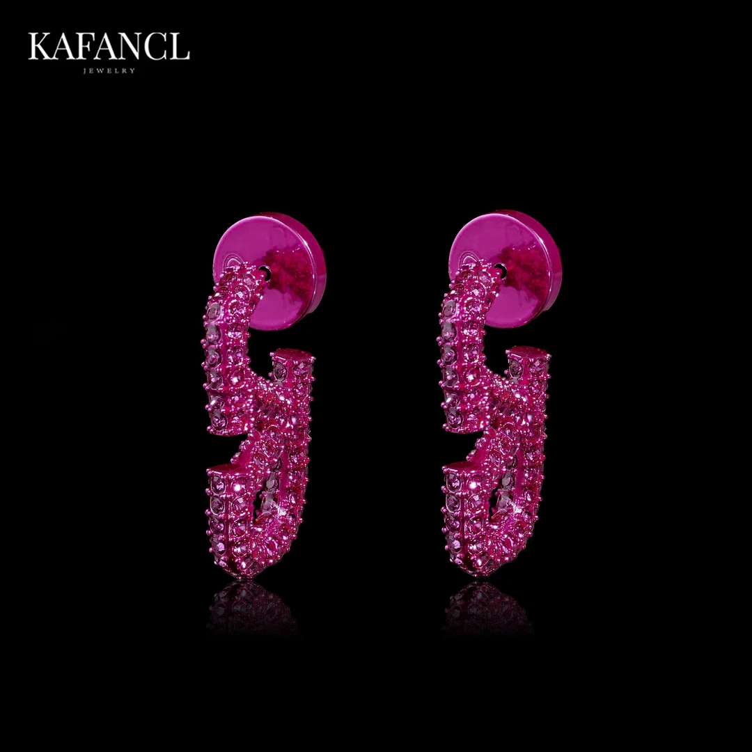 合金合成锆石耳饰 红楼 925银针 镀K金 经典V字镶嵌耳饰 ZF-A924