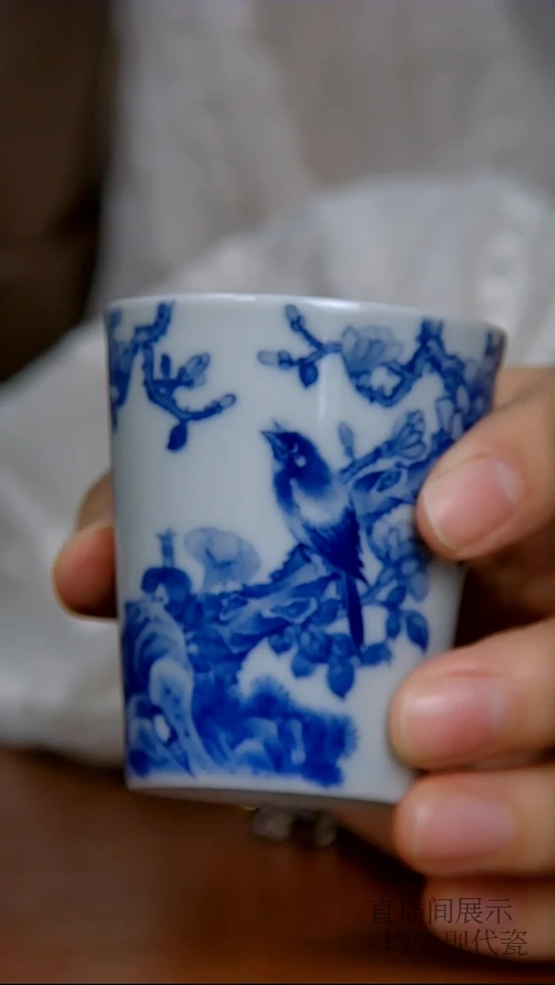 陶瓷花鸟直口杯   530号