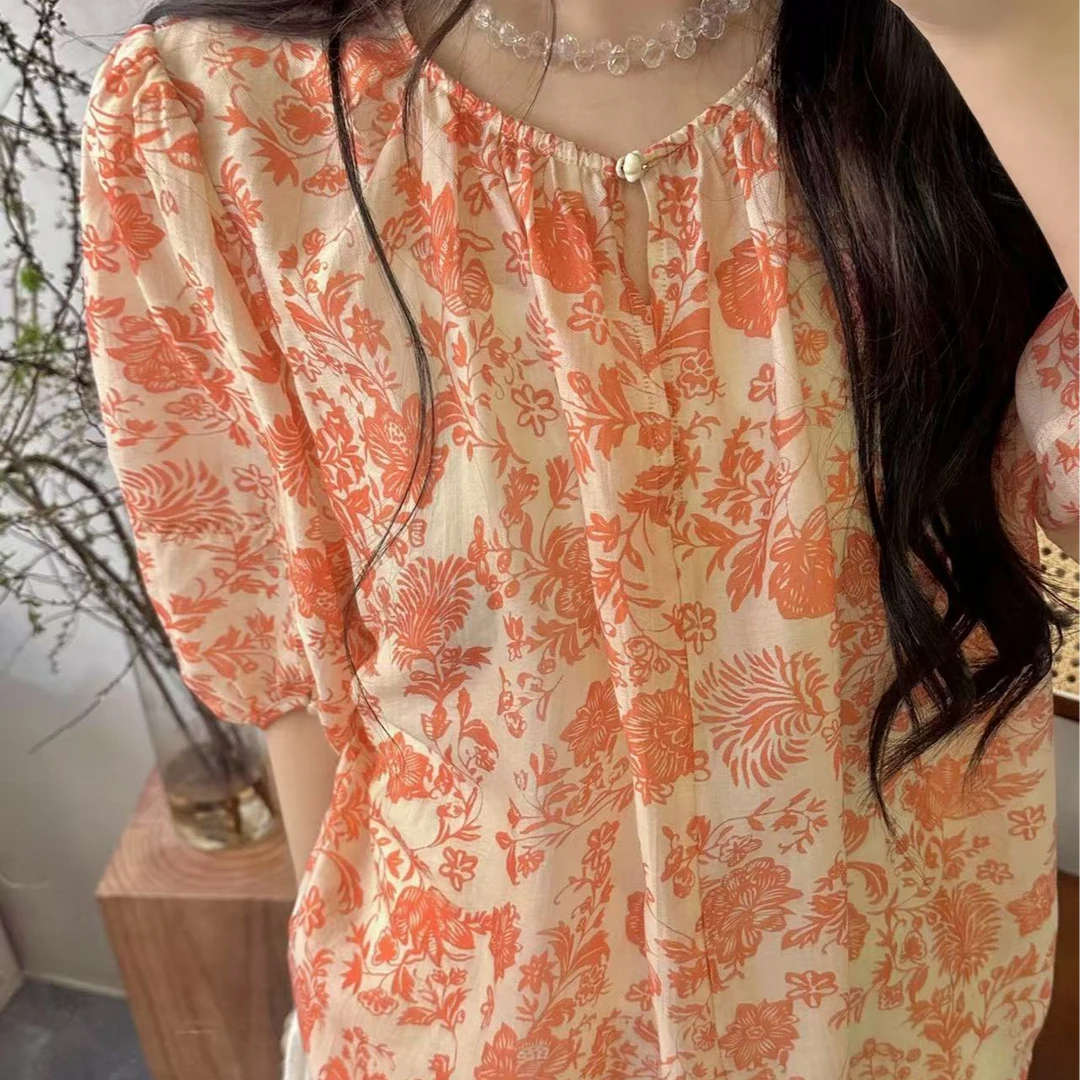 26159【来自艾米精品】法式复古碎花小衫上衣