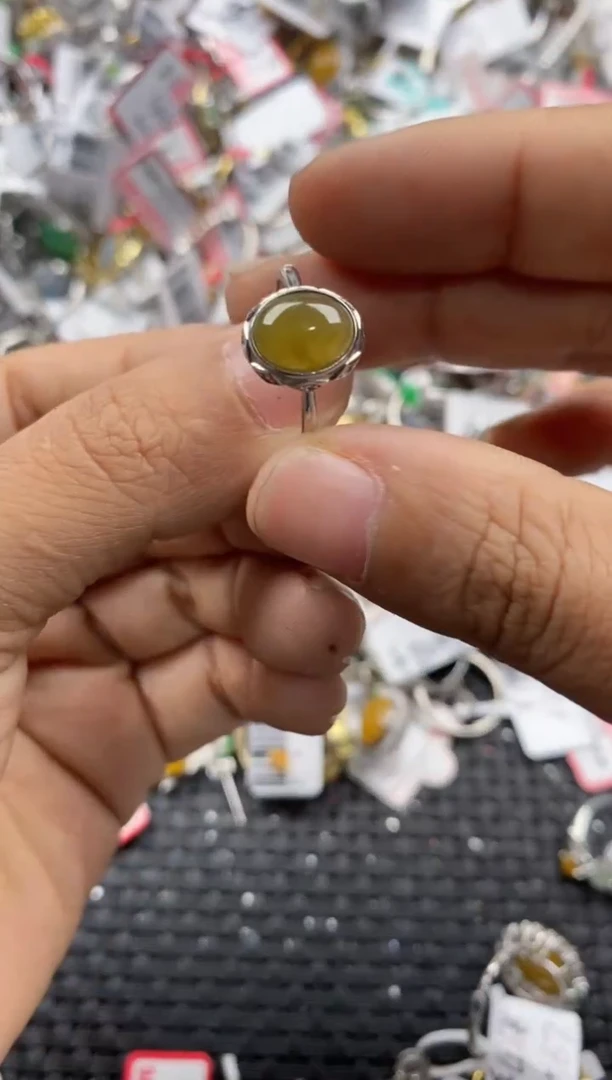 银S925镶嵌戒指翡翠999             3