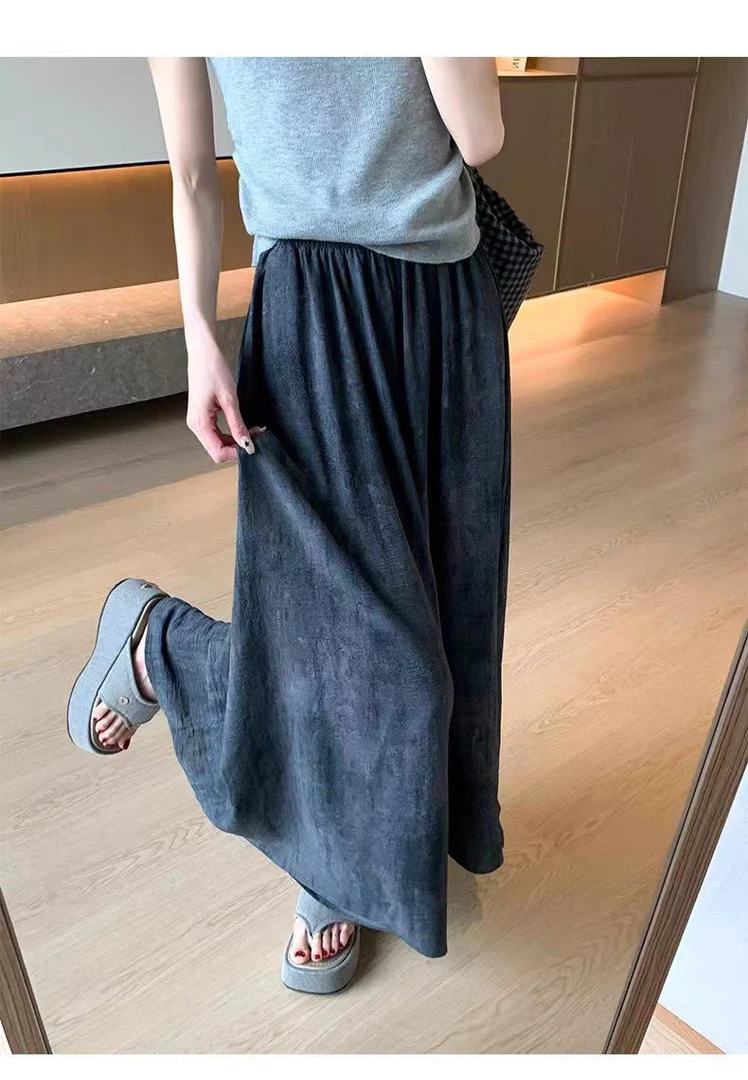 扎染山本裙裤女夏季薄款高腰宽松休闲水墨阔腿八分裤（八分长）