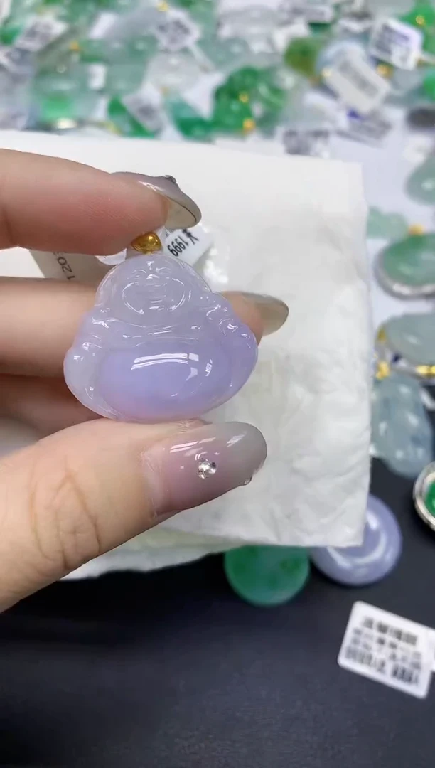 颈饰18K金镶嵌翡翠天然缅甸翡翠A货百元以上9元证书费自理