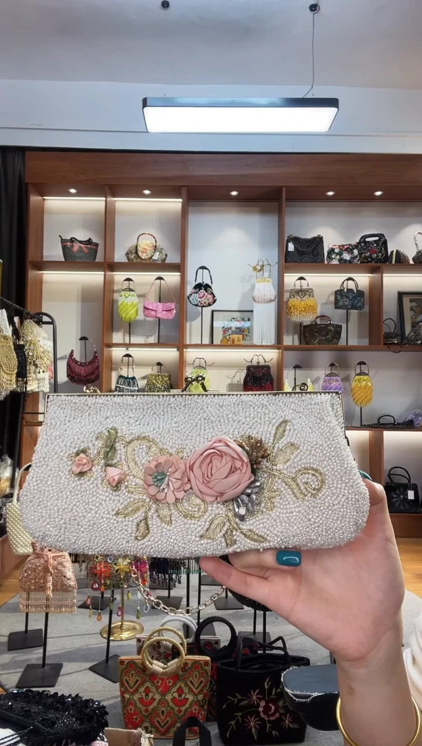 织物8号手工珠珠包包腋下斜跨包手拿包手提晚宴包