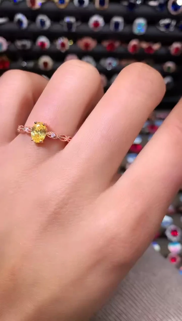 【闪购商品】水晶戒指银S925镶嵌玫瑰金