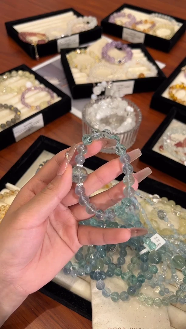 【闪购商品】水晶手链合金蓝绿萤石手链x1435