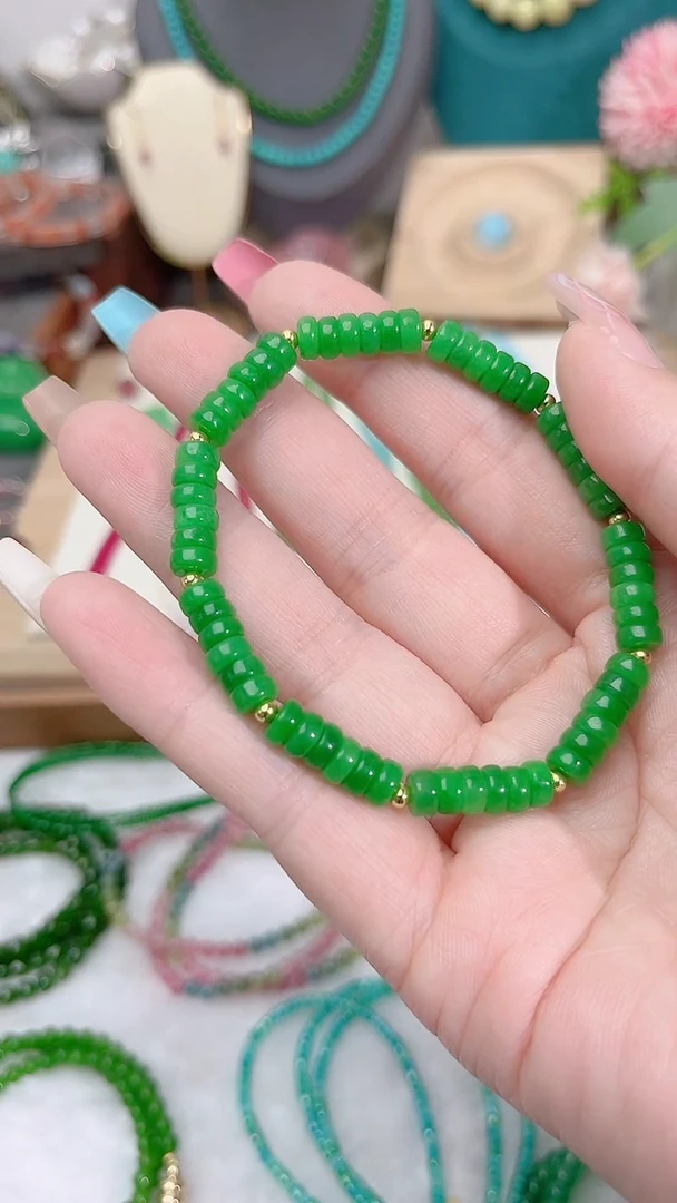 银S925镶嵌手链翡翠算盘99