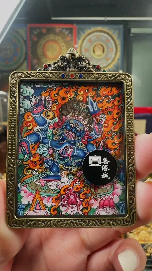 吊坠壹善缘城手绘唐卡大黑天