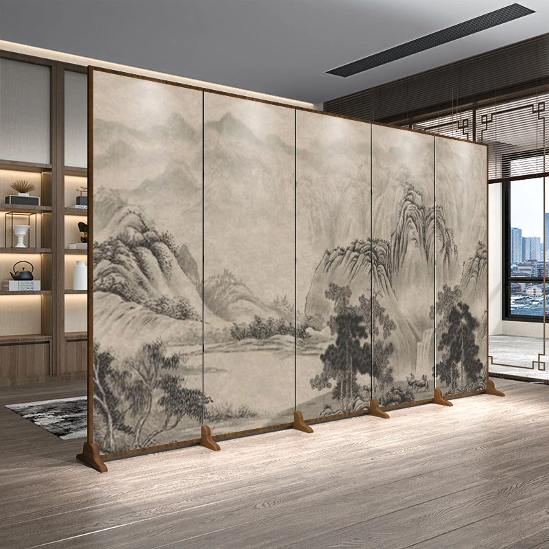 可定制【送上门】古典中式木质屏风隔断客厅进门玄关茶室山水屏折叠