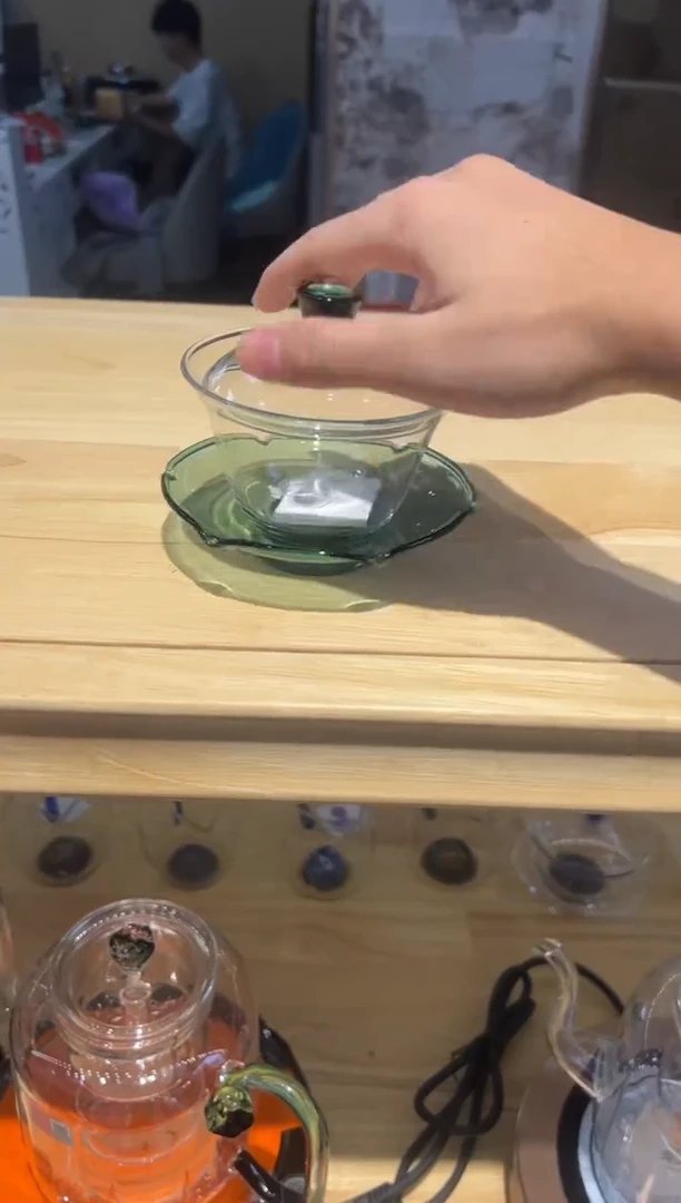 荷叶盖碗墨绿色定制款