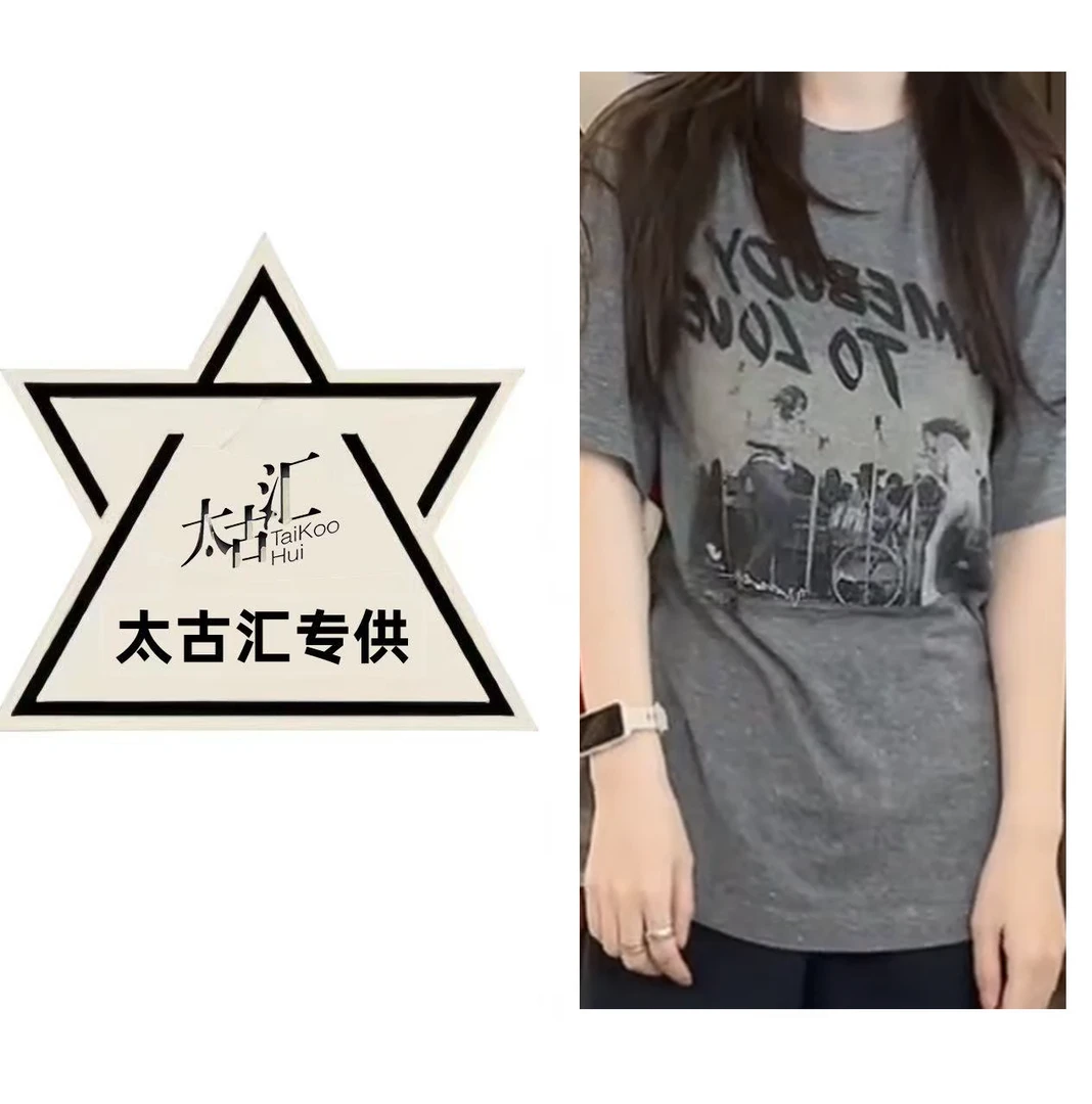 新品自由都市风印花宽松短袖女士T恤C5456