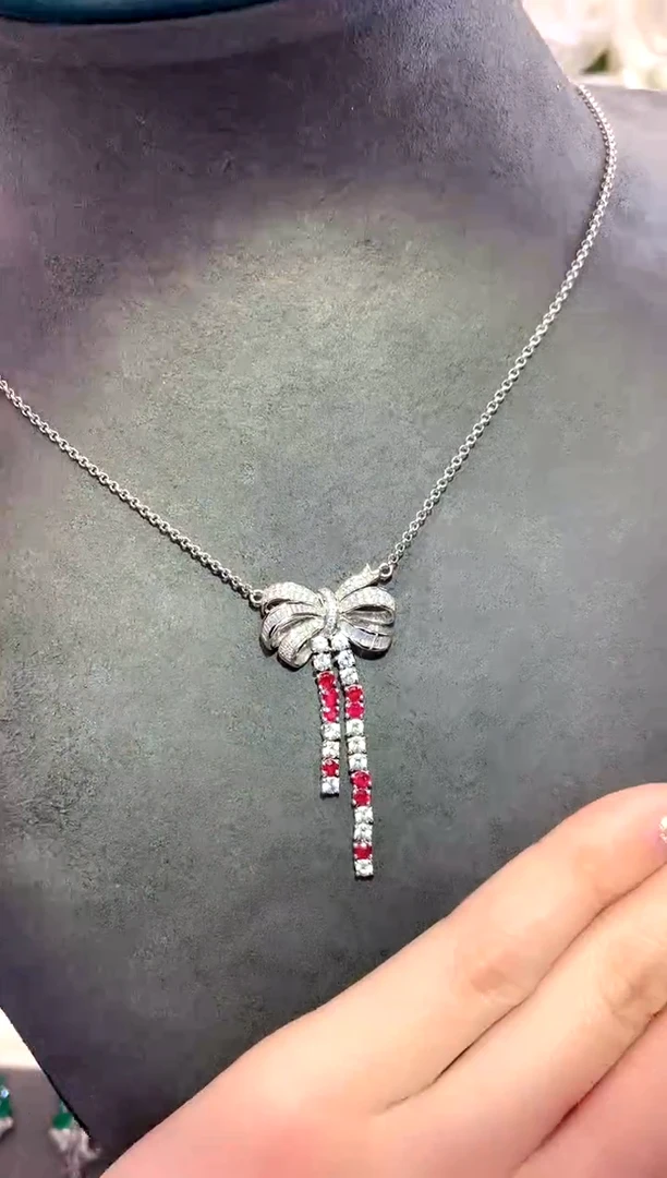 18K金镶嵌项链红宝石0.78ct/天然宝石/七天无理由