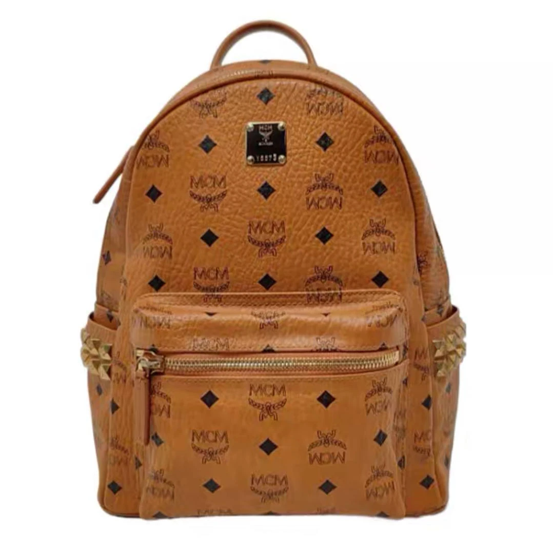 99新 MCM MCM干邑色双肩包
