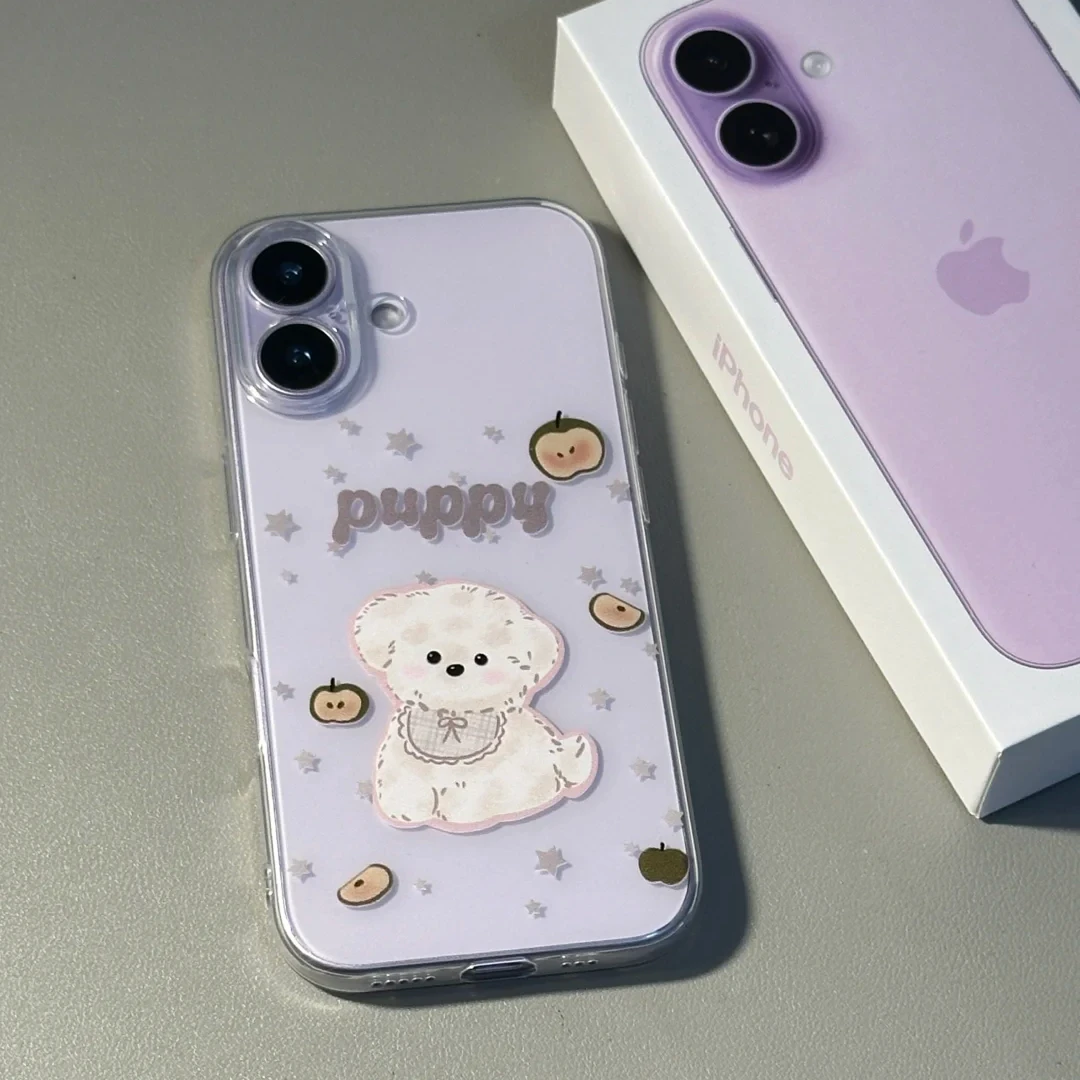 苹果小狗适用于苹果17pro/16手机壳华为OPPO/VIVO/IQOO小米防摔壳