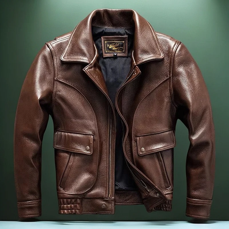2024秋冬季新款皮衣男士短款翻领修身百搭帅气潮流柔软皮夹克外套