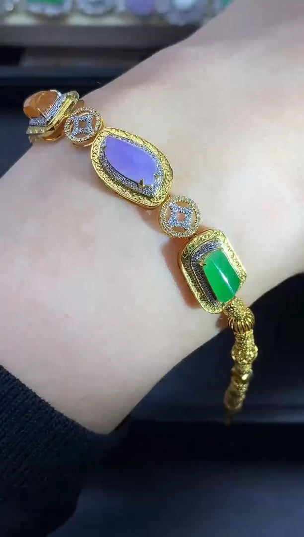 18K金镶嵌手链翡翠736-中国好珍宝