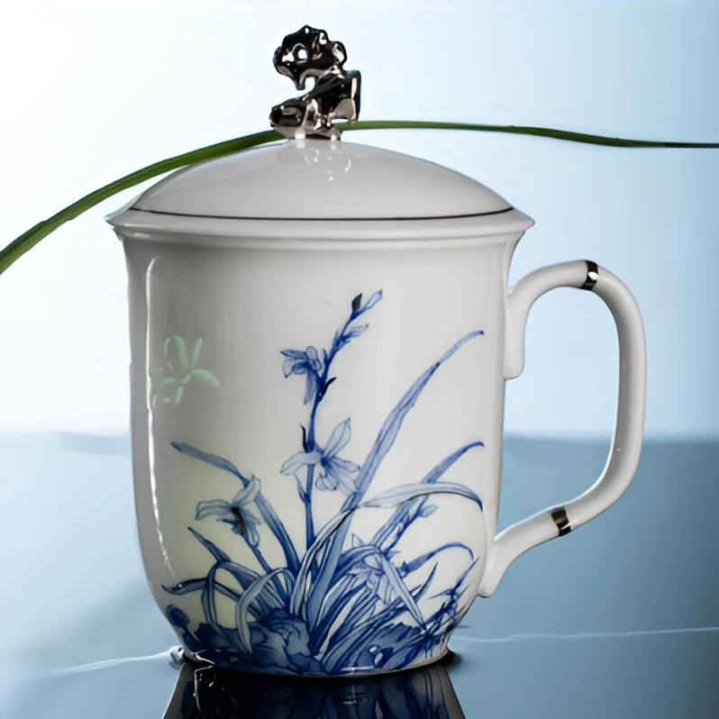 【景岚善物】青花玲珑会议杯/兰花