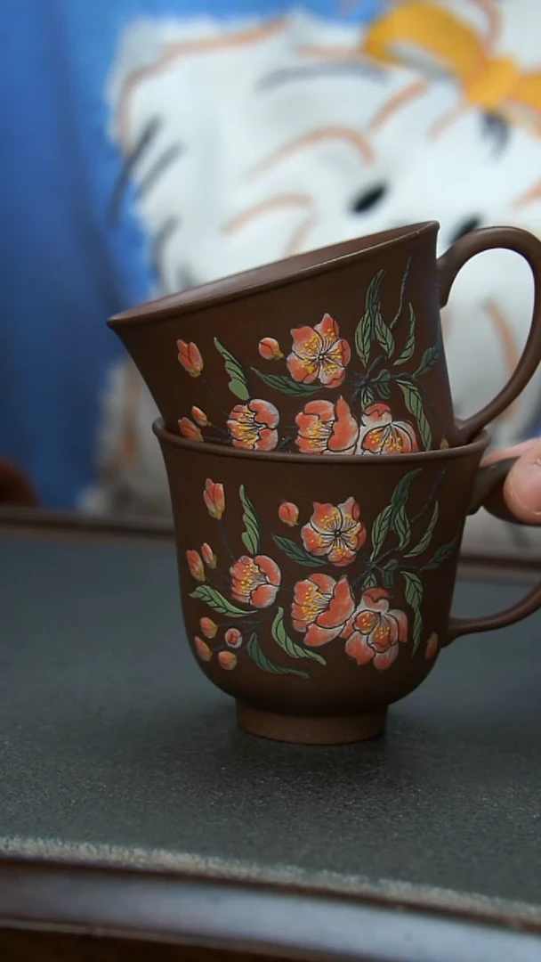 【闪购商品】紫砂茶壶紫泥樱花杯一对