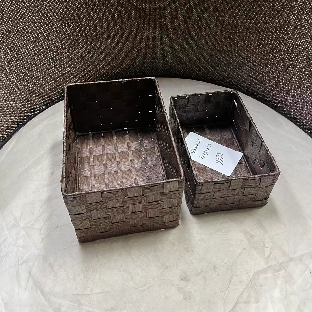 5666瑕疵款 大号27*18*14小号24*15*10cm 编织收纳筐桌面储物篮子