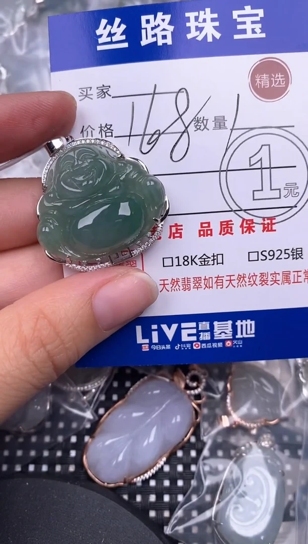 翡翠银S925镶嵌颈饰挂件