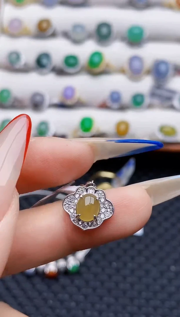 银S925镶嵌戒指翡翠0083