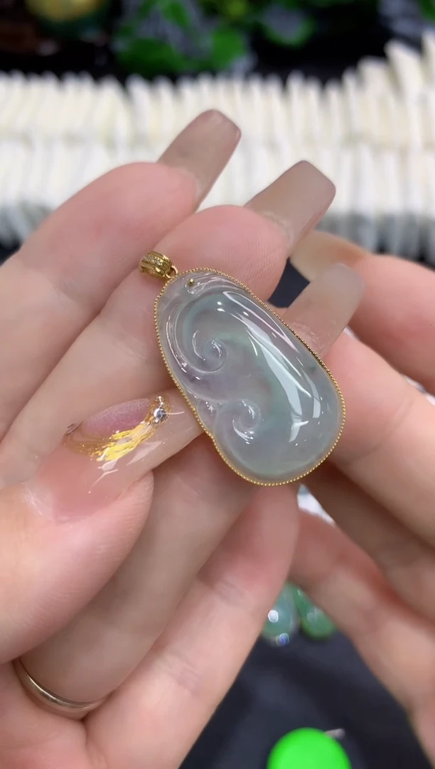翡翠18K金镶嵌吊坠(不含链)11111