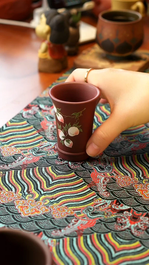 【闪购商品】紫砂茶壶紫泥寿桃闻香杯
