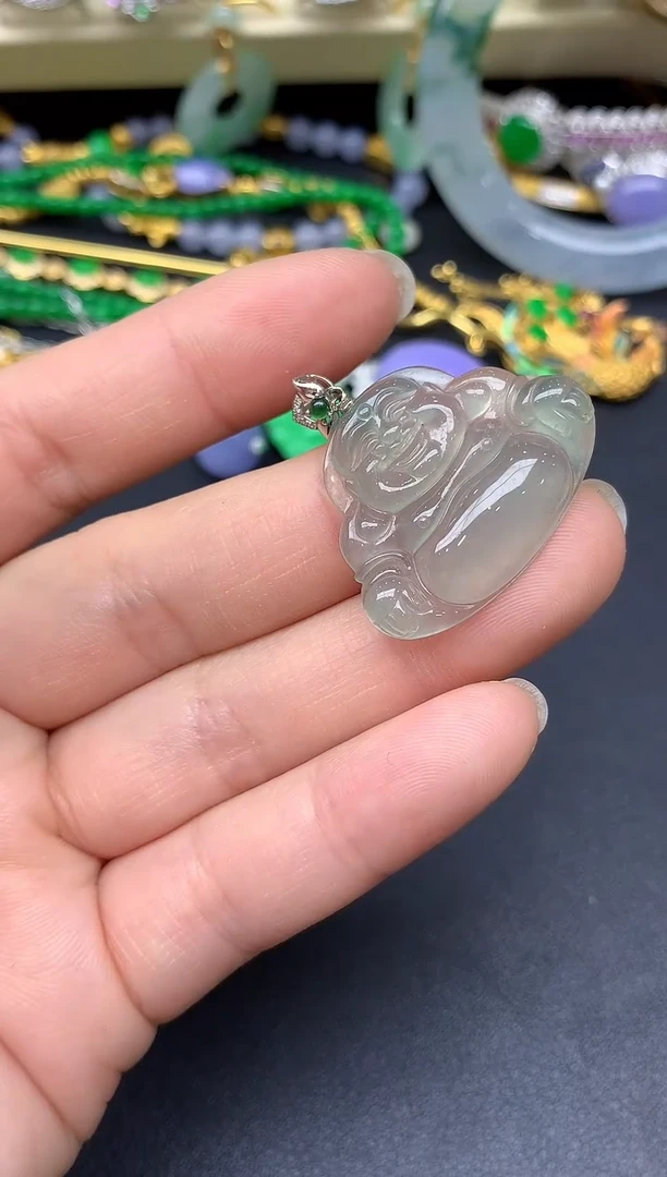 颈饰18K金镶嵌翡翠279-雪姐翡翠天天见