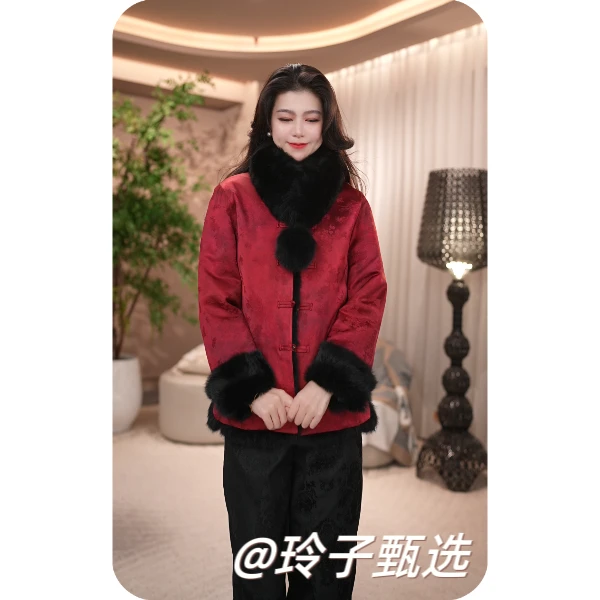 玲子自制（禧韵）原版！新中式国风气质高定真毛双面穿外套