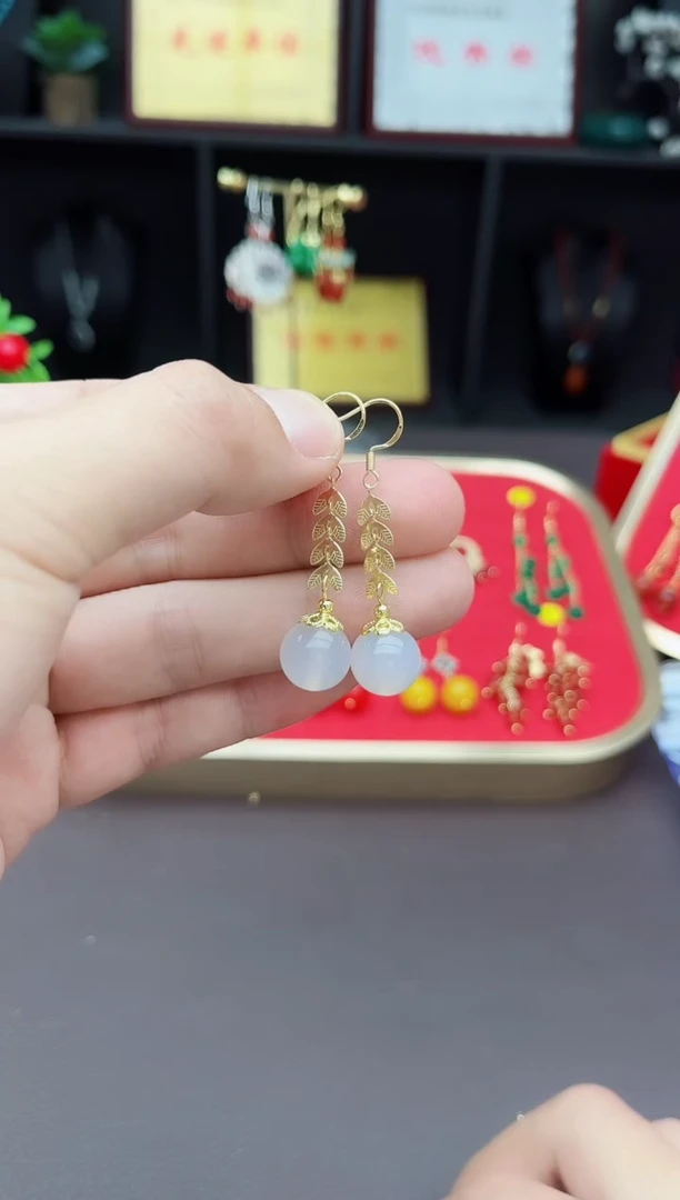 【闪购商品】玛瑙/玉髓耳钉银S925镶嵌915000