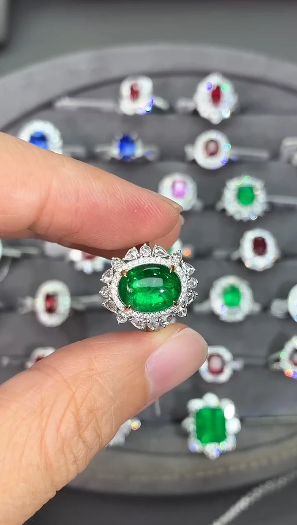 18K金镶嵌戒指祖母绿【闪购】3.24ct/七天鉴赏