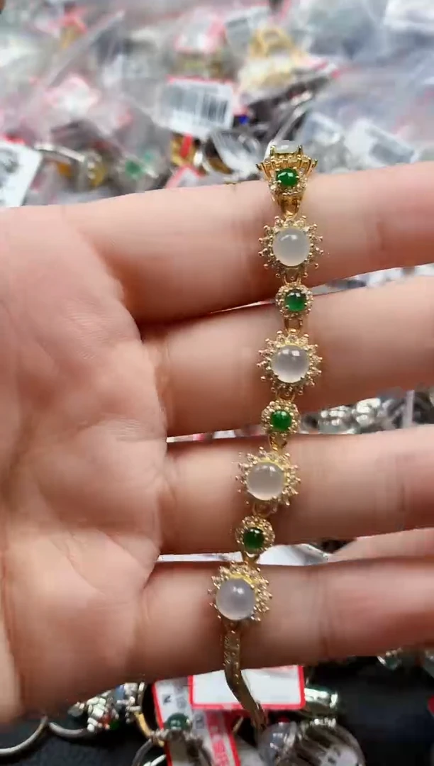 银S925镶嵌戒指翡翠天然A货缅甸翡翠