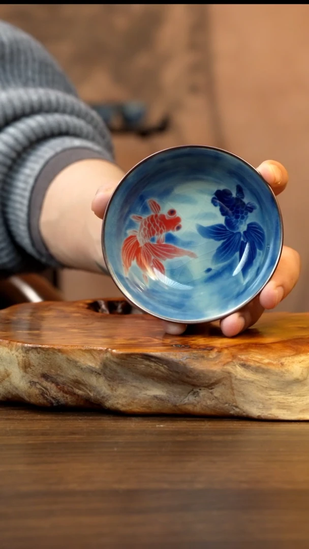 景德镇陶瓷锦鲤普洱杯