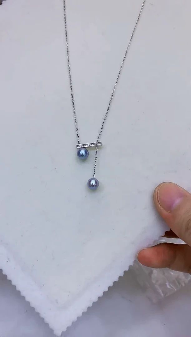 银S925镶嵌海水珍珠饰品真多麻色设计款套链