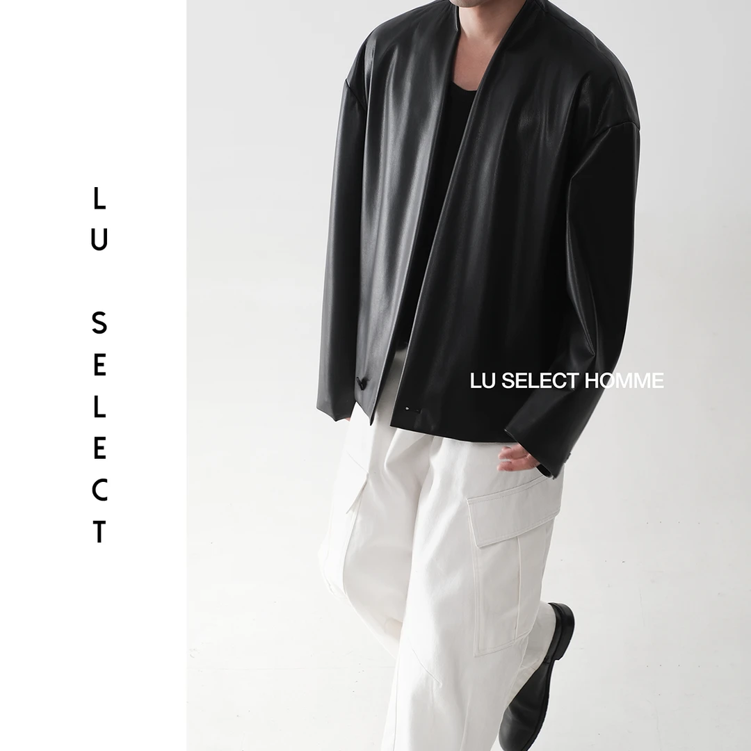 Lu SELECT 25SS LEM|进口蛋白皮无领道袍皮衣夹克外套