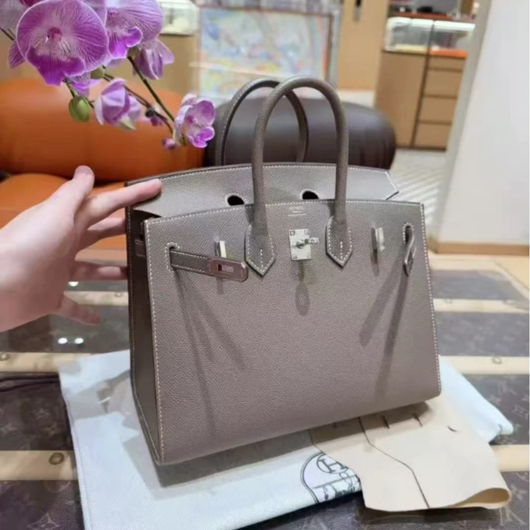 未使用 Hermes/爱马仕 birkin25全大象灰银扣 E皮外缝