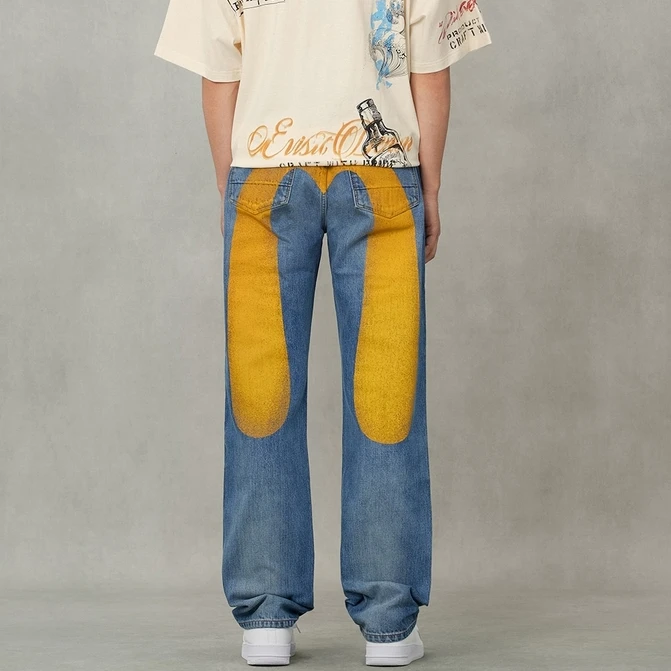 EVISU福神 2025秋男士大M印花牛仔裤2EAHTM5JE124720DN