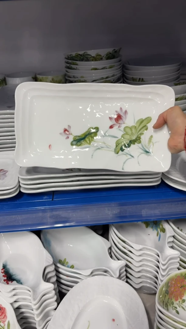 景德镇手绘釉中彩（食品级）手捏长方盘