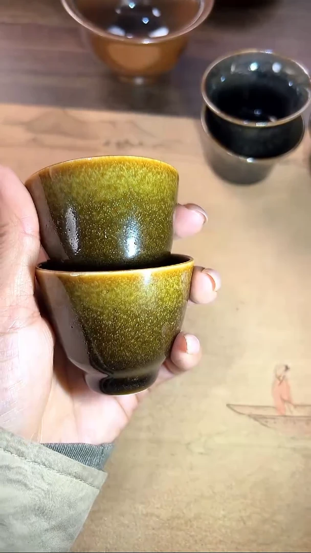 鳝鱼黄色酒杯原矿釉