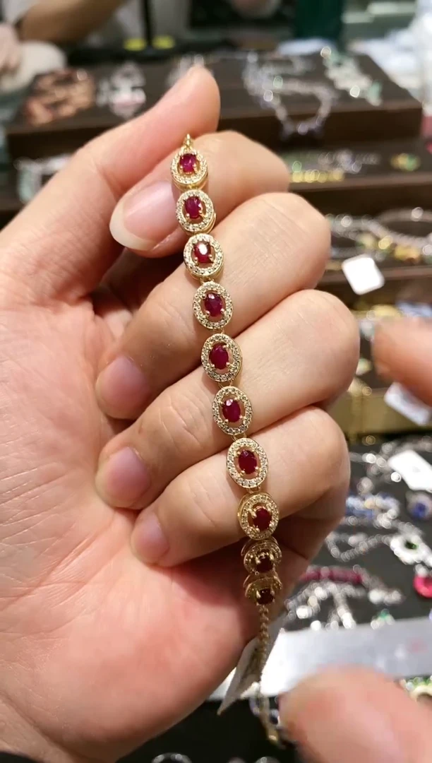 【闪购商品】红宝石手链银S925镶嵌手链