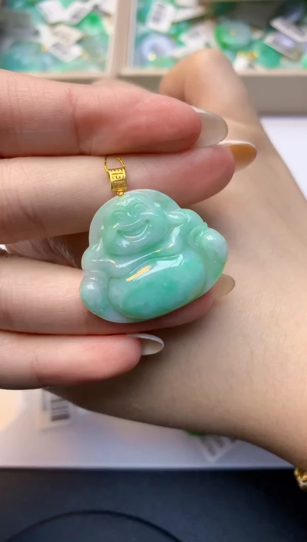 颈饰18K金镶嵌翡翠天然A货翡翠百元以上9元证书费自理
