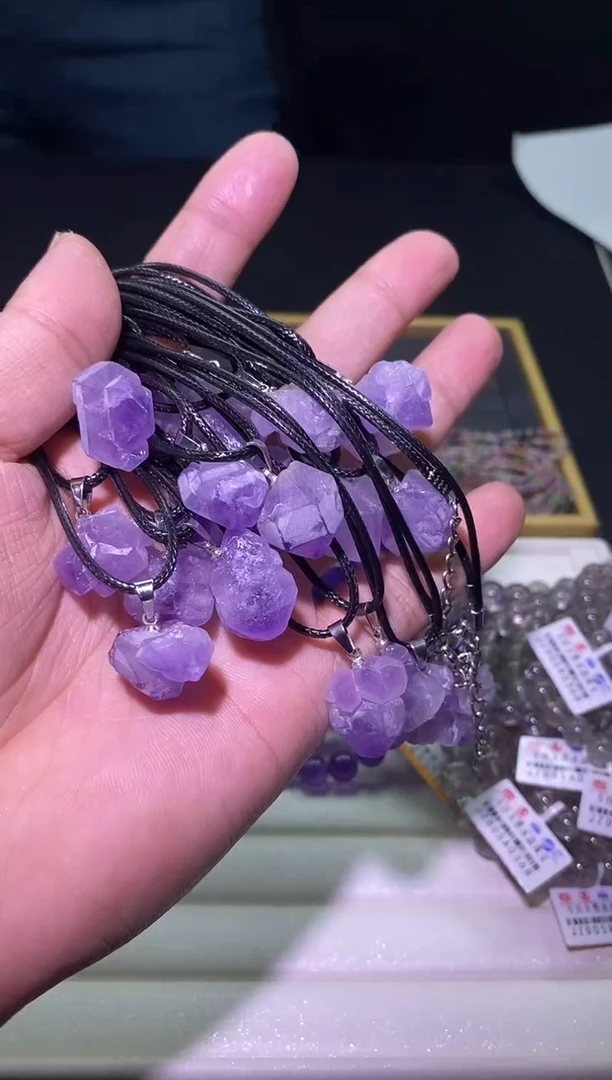 【闪购商品】水晶吊坠银S925镶嵌Q001紫水吊坠