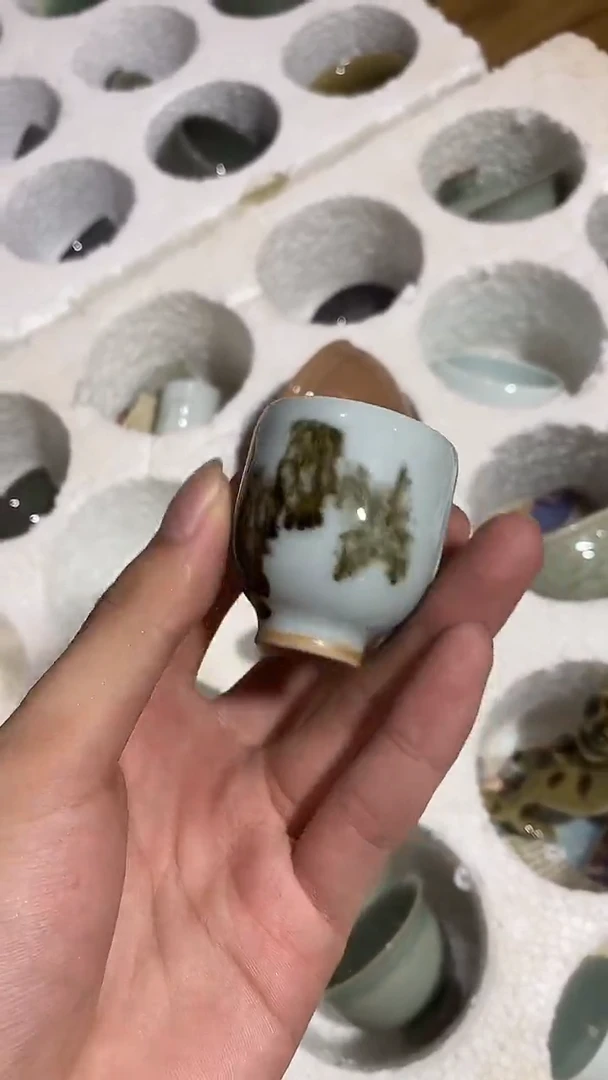 【山隐青瓷】龙窑柴烧杯子 月白釉 闻香杯  15CC