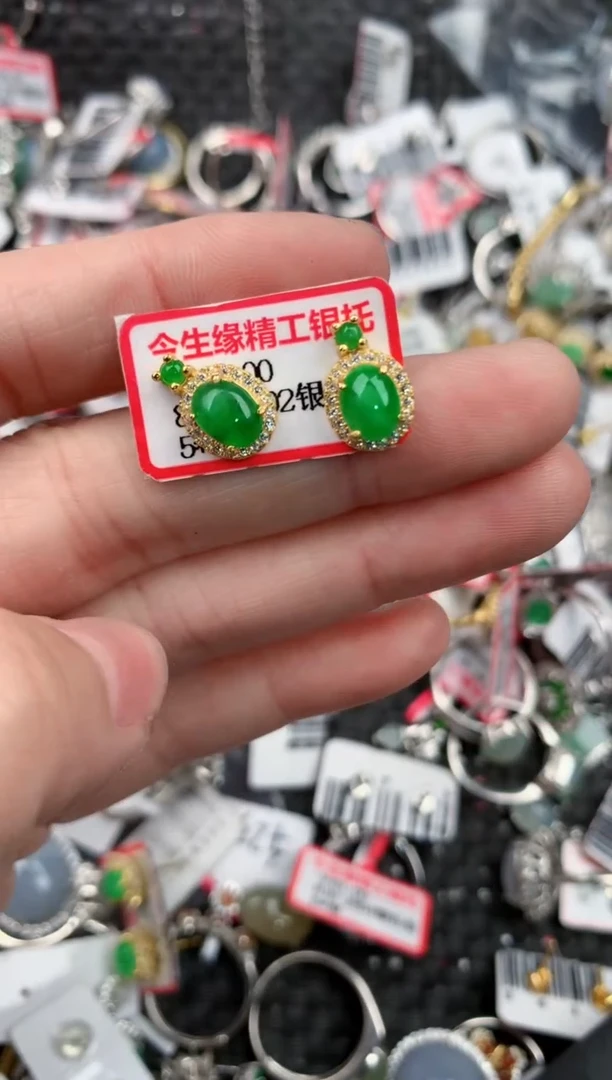 银S925镶嵌戒指翡翠13              7