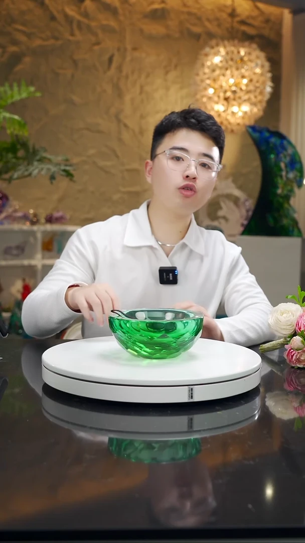 手工艺品琉璃绿色圆形果碗