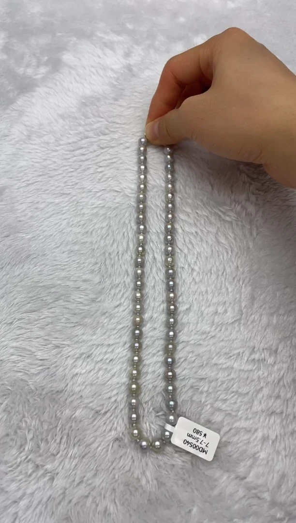 项链银S925镶嵌海水珍珠AK真多麻7-7.5mm