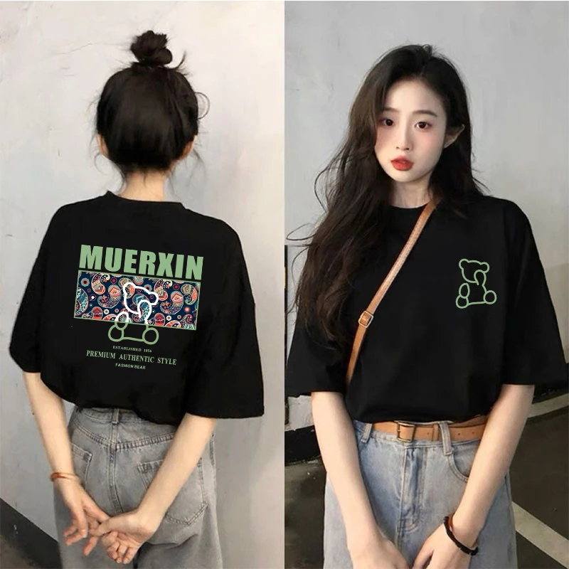 黑色短袖t恤女夏季2026新款爆款设计感小众上衣宽松大码半袖体恤