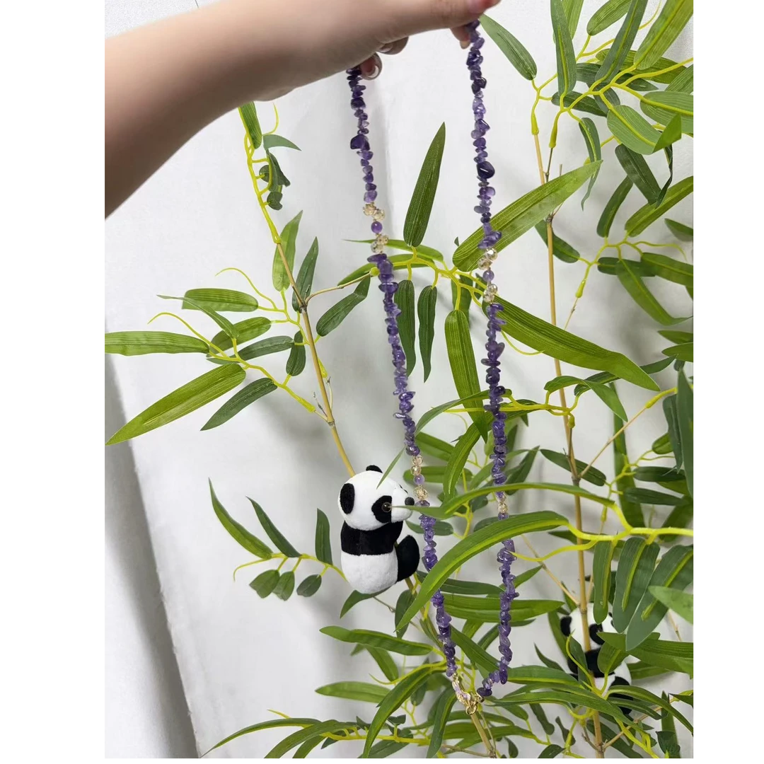 天然随形紫水晶项链轻奢小众毛衣链时尚百搭