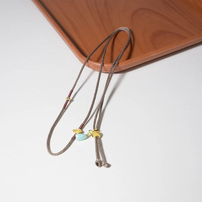 非金属棉绳项链 【辛爷珠宝】灰棕色古韵小众设计手工编绳 FFA25113