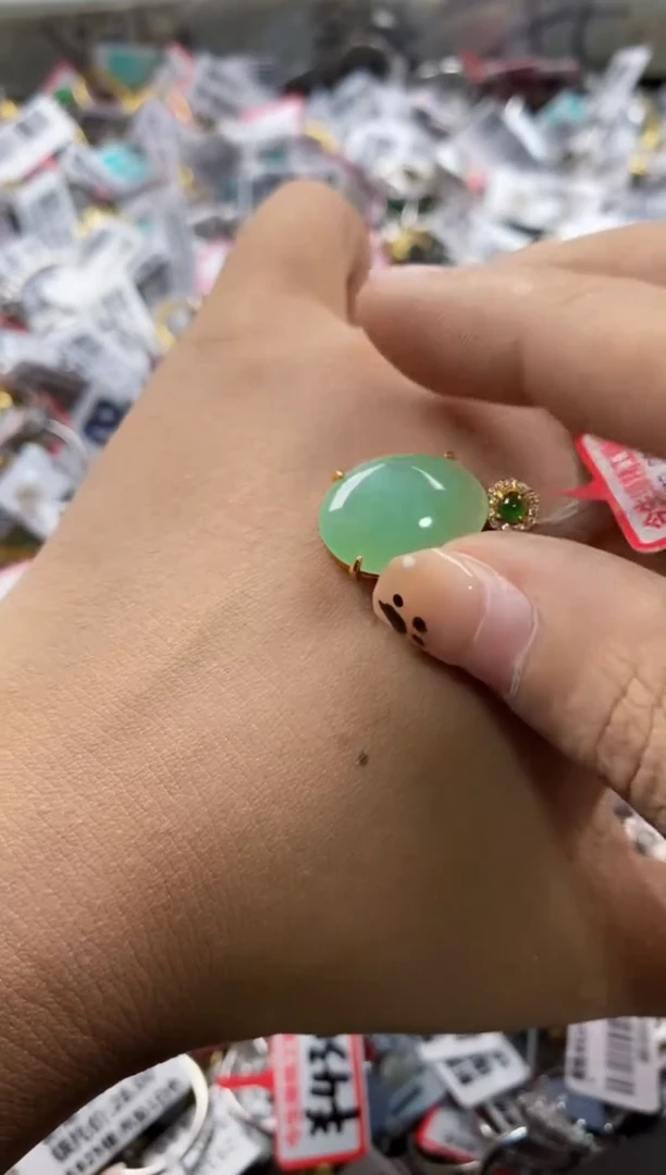 翡翠戒指银S925镶嵌7777   10