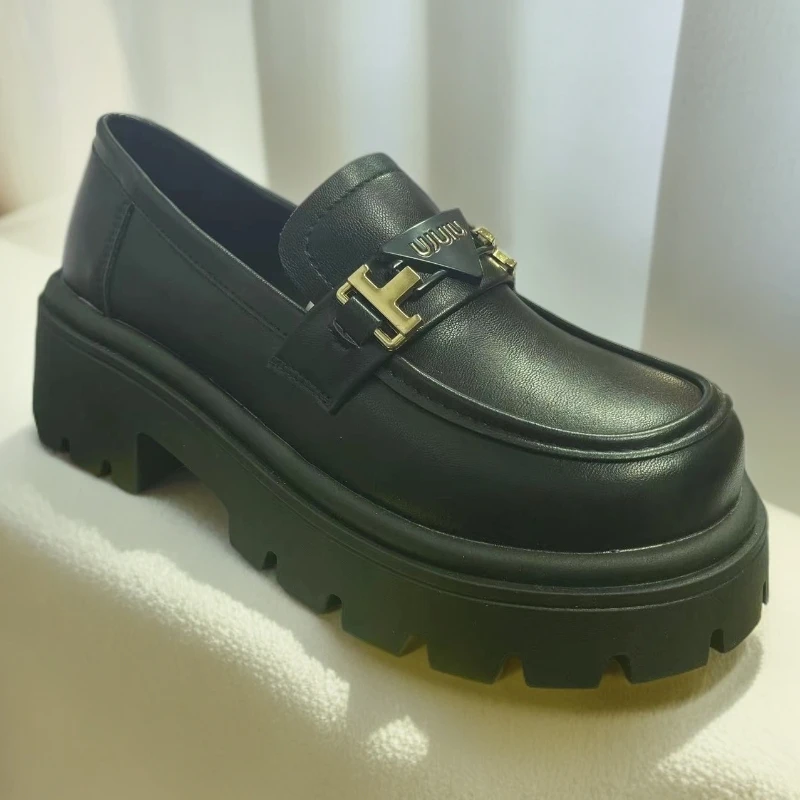 25年秋冬新款真皮乐福鞋通用休闲单鞋厚底时尚百搭2209